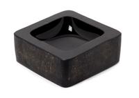 A Karl Springer Black Glass Bowl Height 2 3/4 x width 7 x depth 7 inches. — 20TH CENTURY
