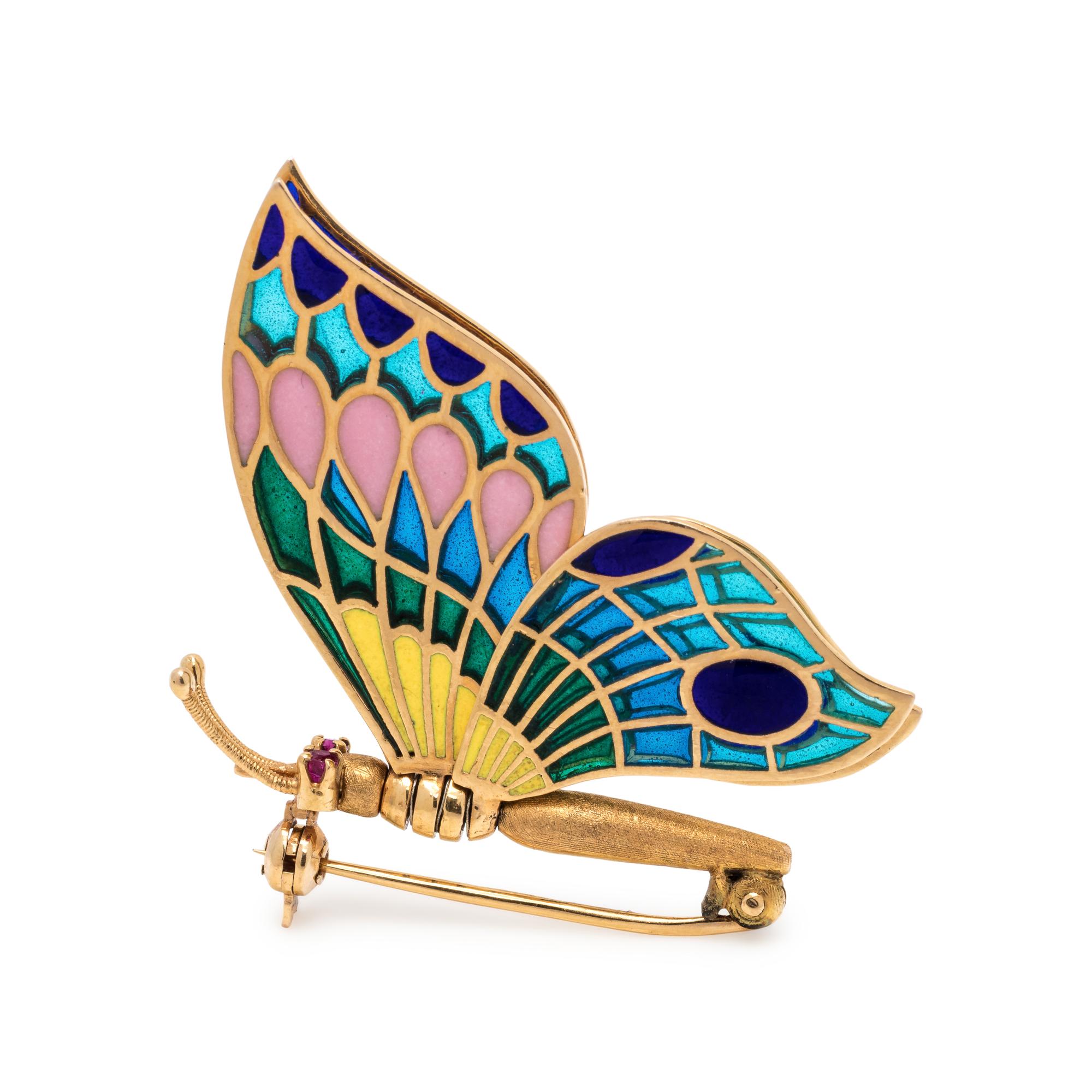 PLIQUE-À-JOUR ENAMEL BUTTERFLY BROOCH