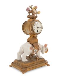A French Porcelain and Gilt Bronze Mantel Clock