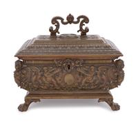 A Continental Bronze Table Casket
