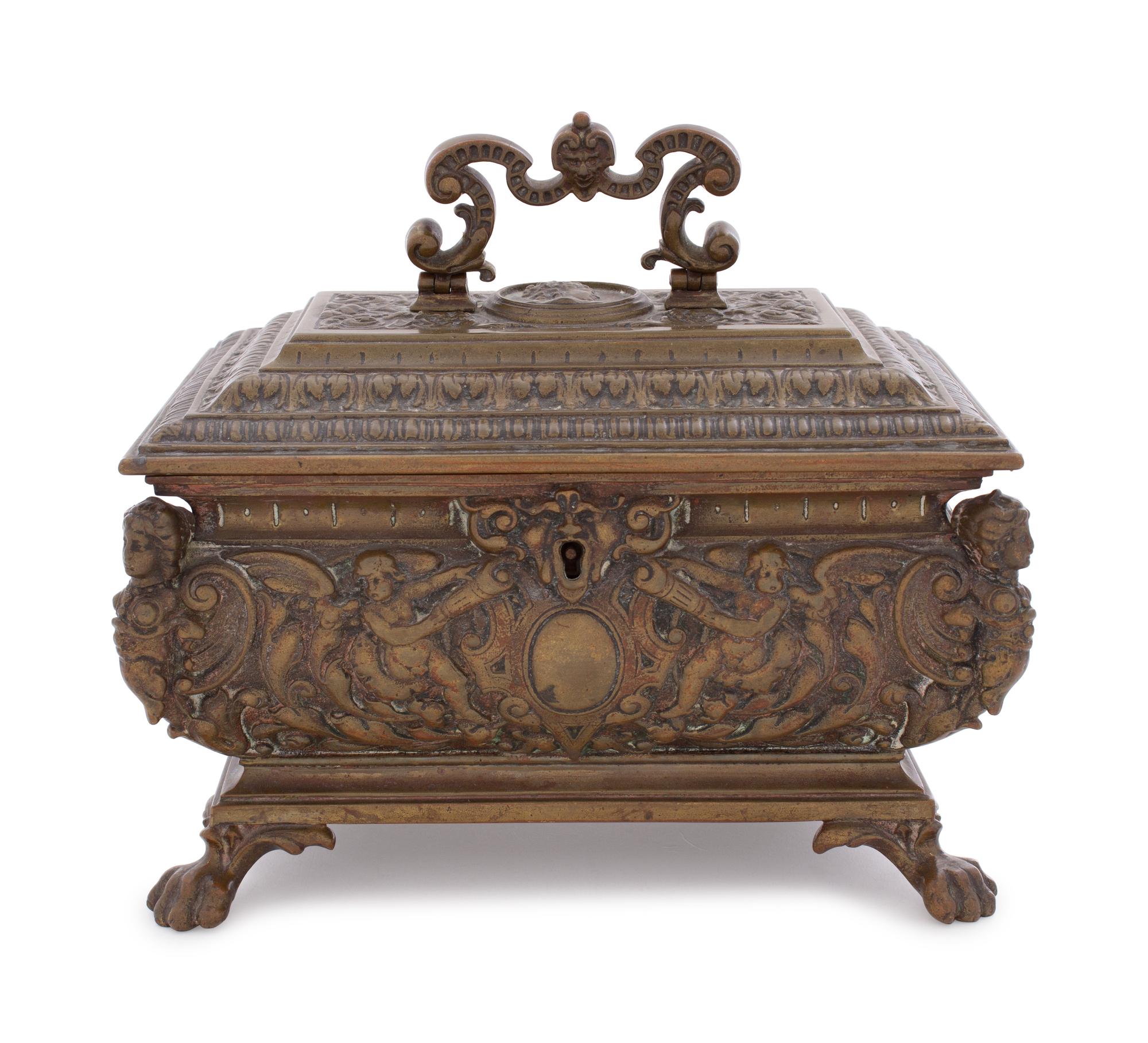 A Continental Bronze Table Casket