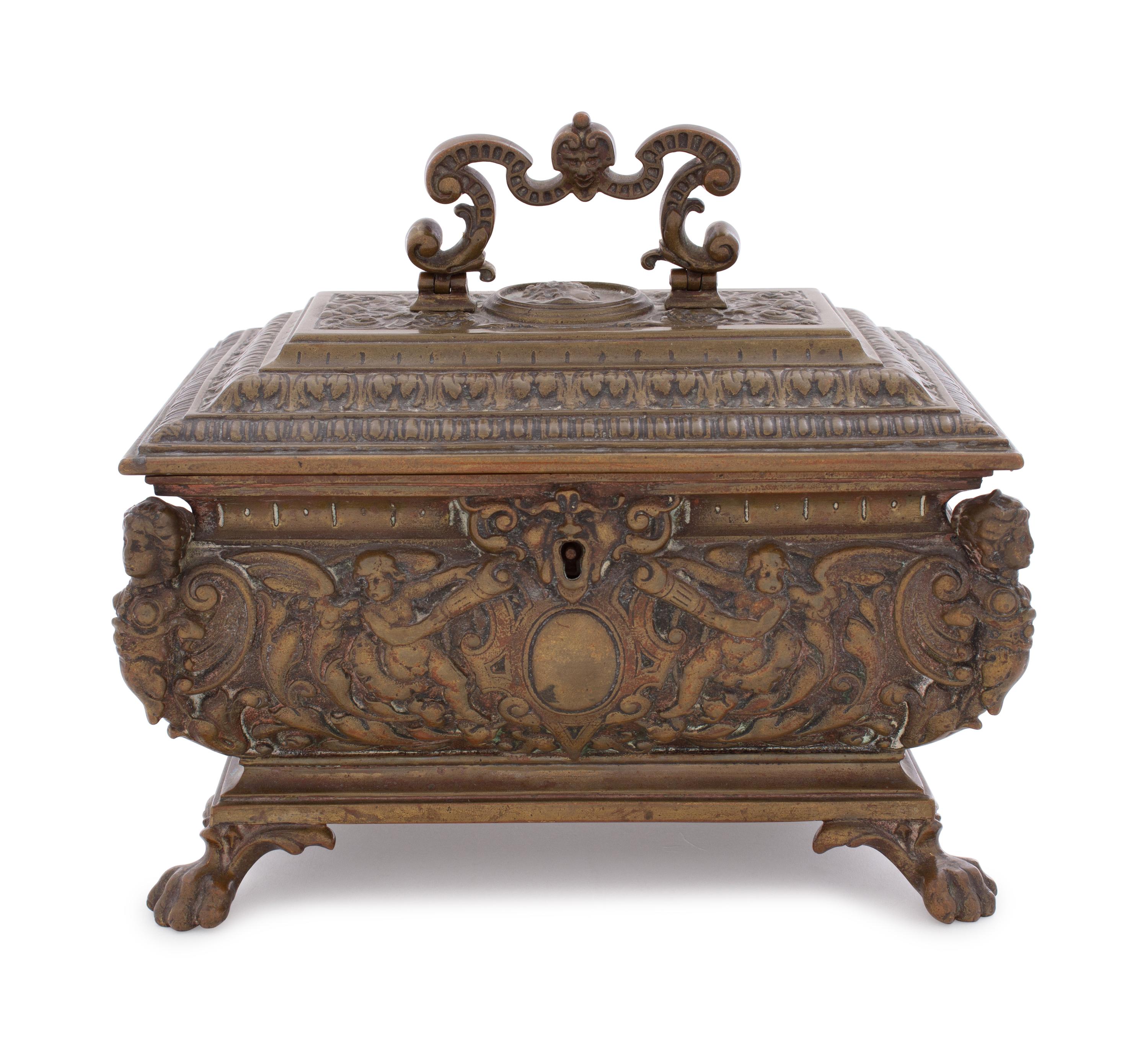 A Continental Bronze Table Casket