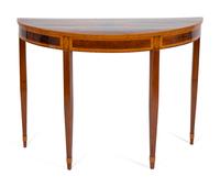 A George III Style Satinwood-Inlaid Mahogany Demilune Table — EARLY 19TH CENTURY