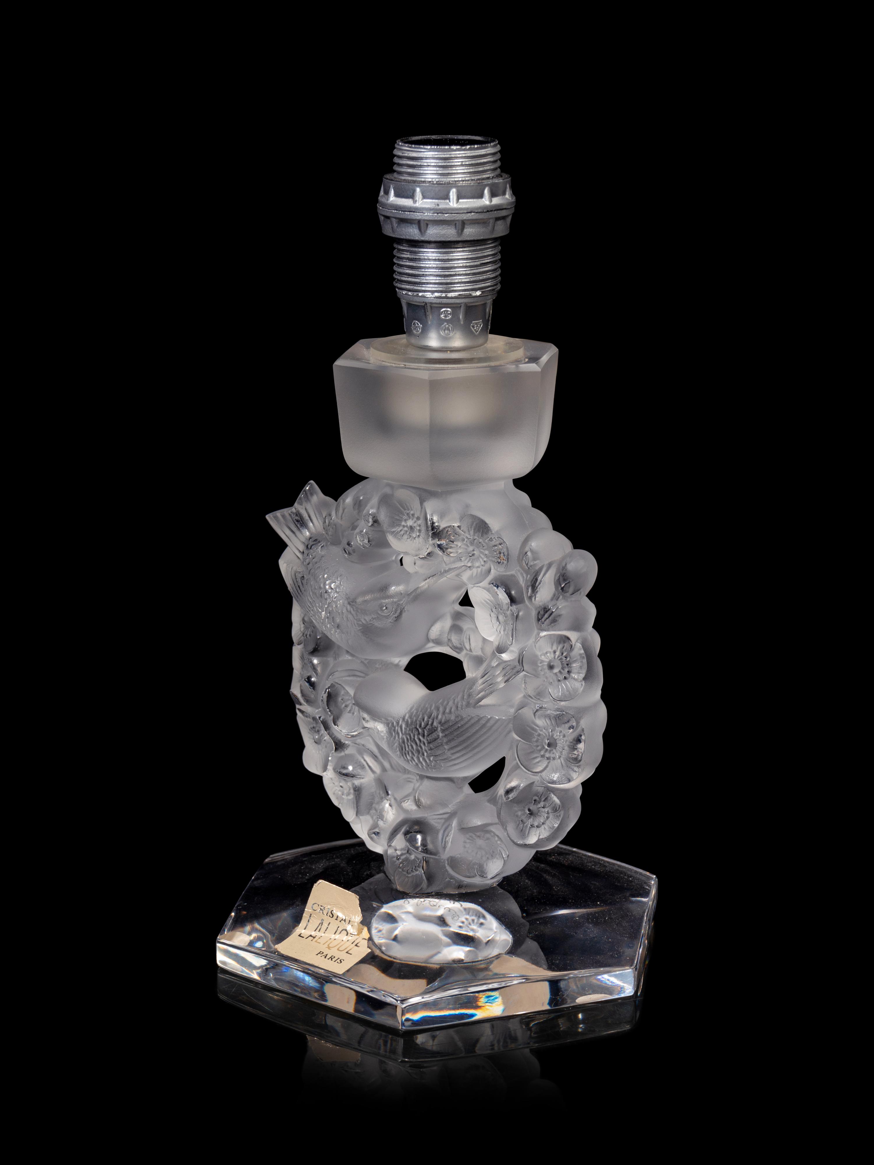 A Lalique Mesanges Table Lamp