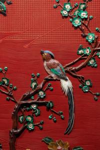 A Pair of Chinese Cinnabar Lacquered Ground Hardstone Inlaid Hanging Screens
