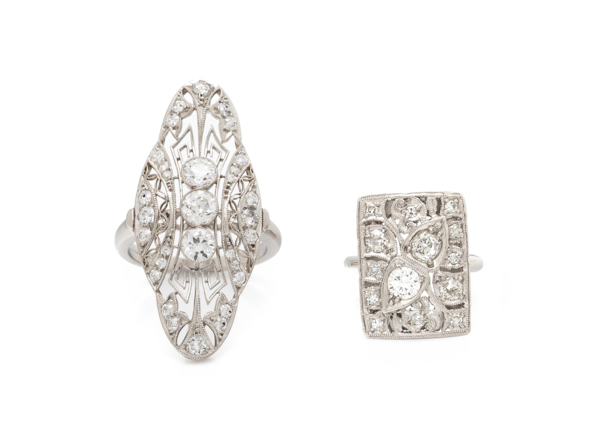 TWO DIAMOND AND PLATINUM RINGS