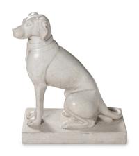 A Composition Marble Seated Dog