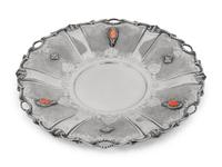 An Italian Silver and Coral-Inset Serving Dish