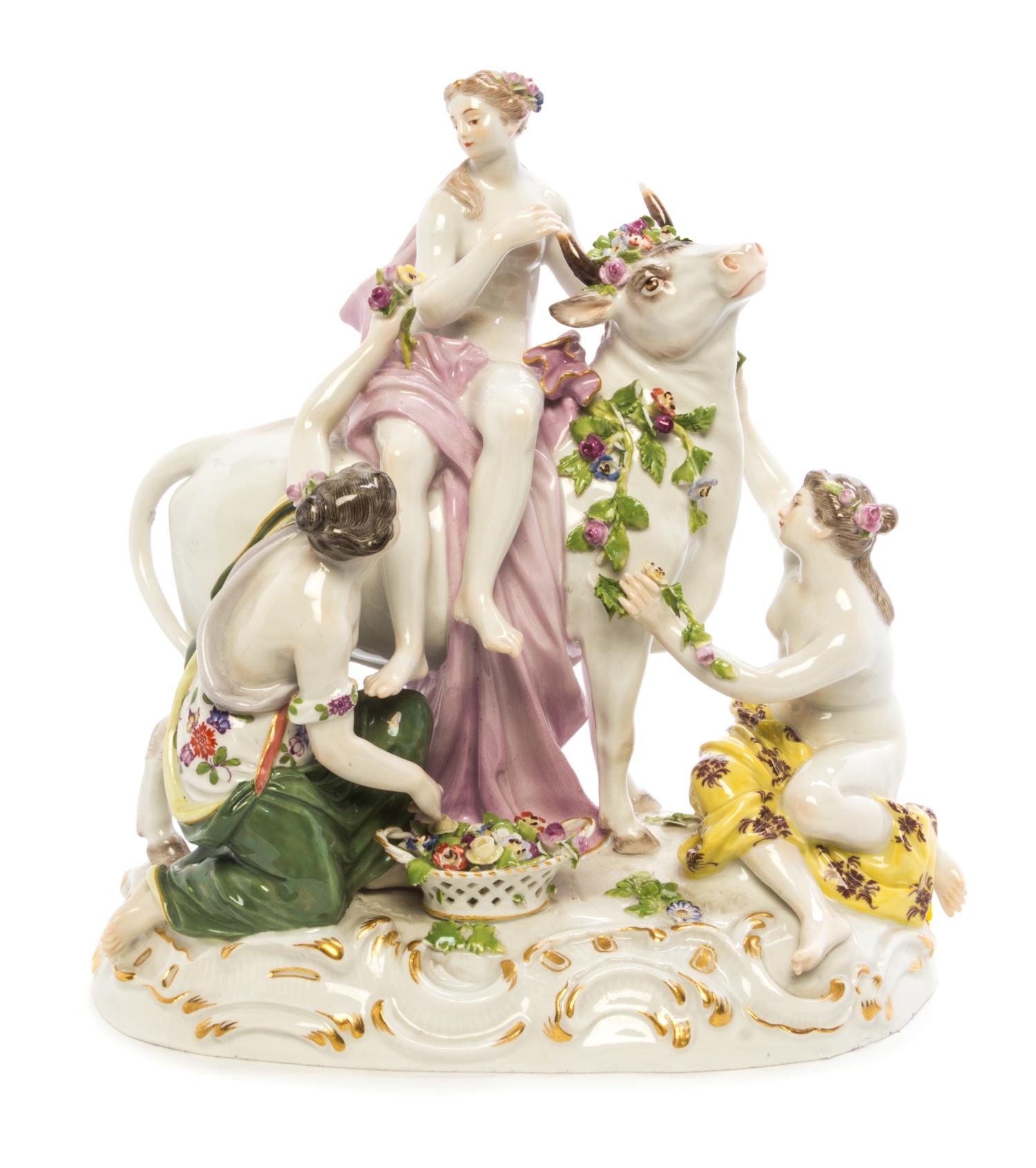 A Meissen Porcelain Figural Group Height 9 1/4 inches. — 19TH CENTURY