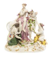 A Meissen Porcelain Figural Group Height 9 1/4 inches. — 19TH CENTURY
