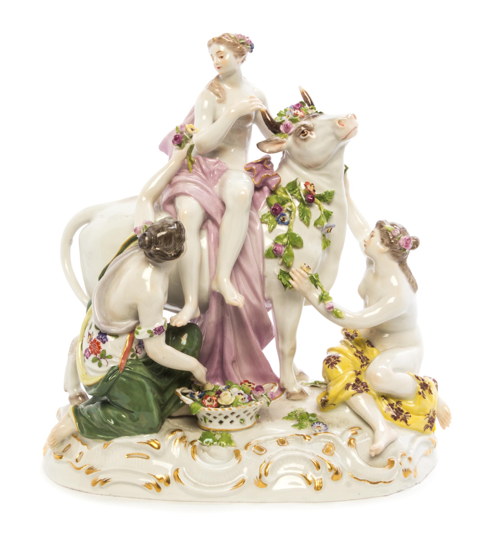 A Meissen Porcelain Figural Group Height 9 1/4 inches. — 19TH CENTURY