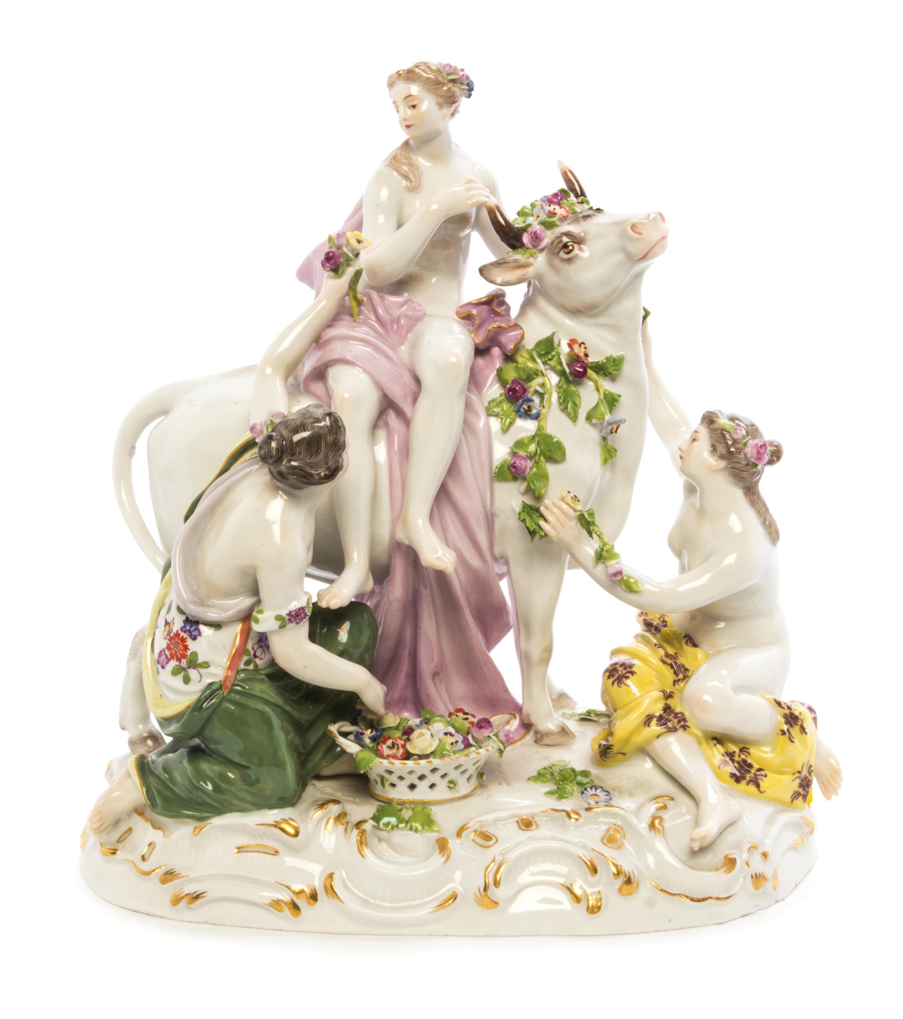 A Meissen Porcelain Figural Group Height 9 1/4 inches. — 19TH CENTURY