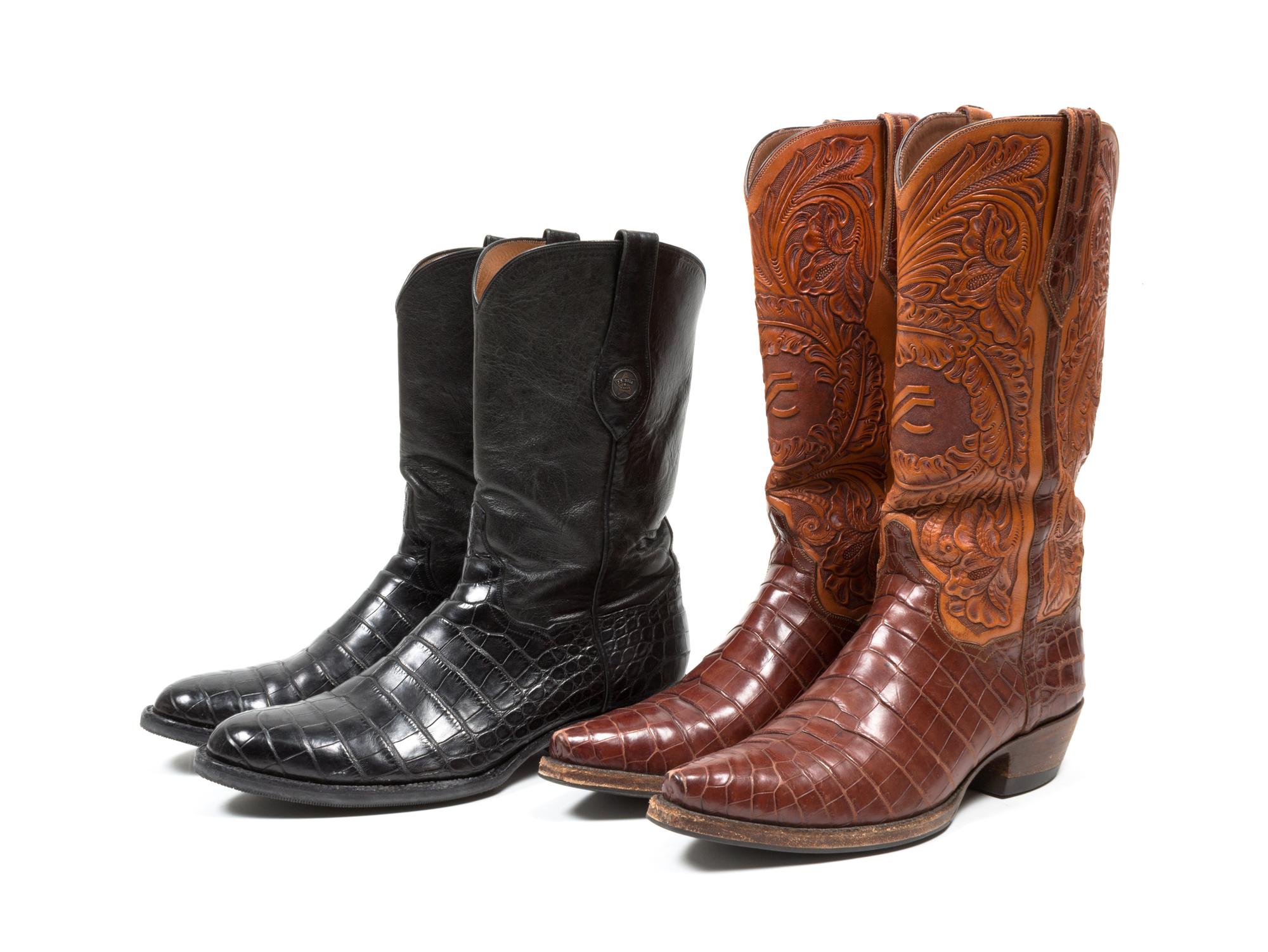 Two Pairs Custom Made Exotic Boots, J. B. Hill El Paso, Texas Men's size 8 1/2 D and 8 D
