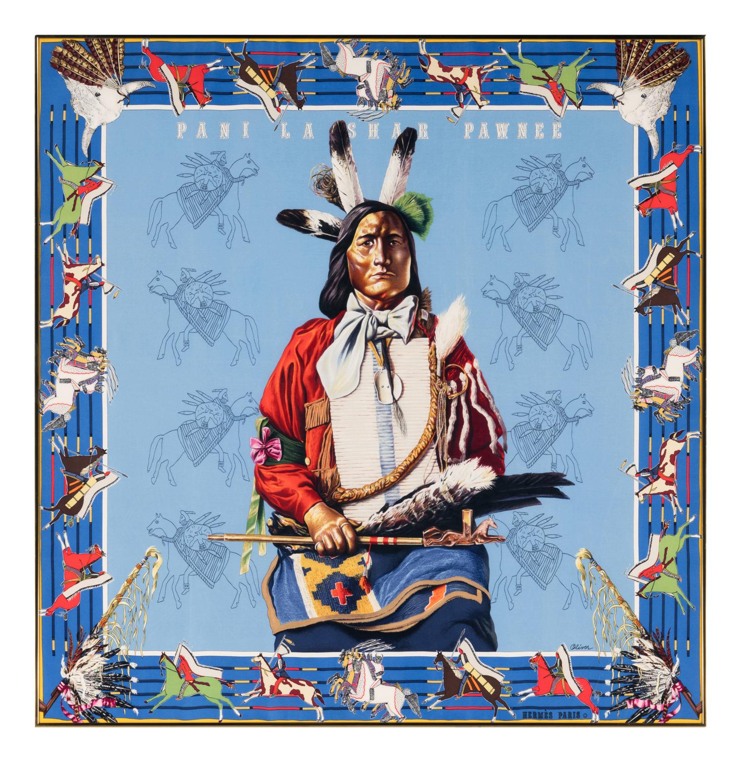 Framed Hermès Scarf by Kermit Oliver
