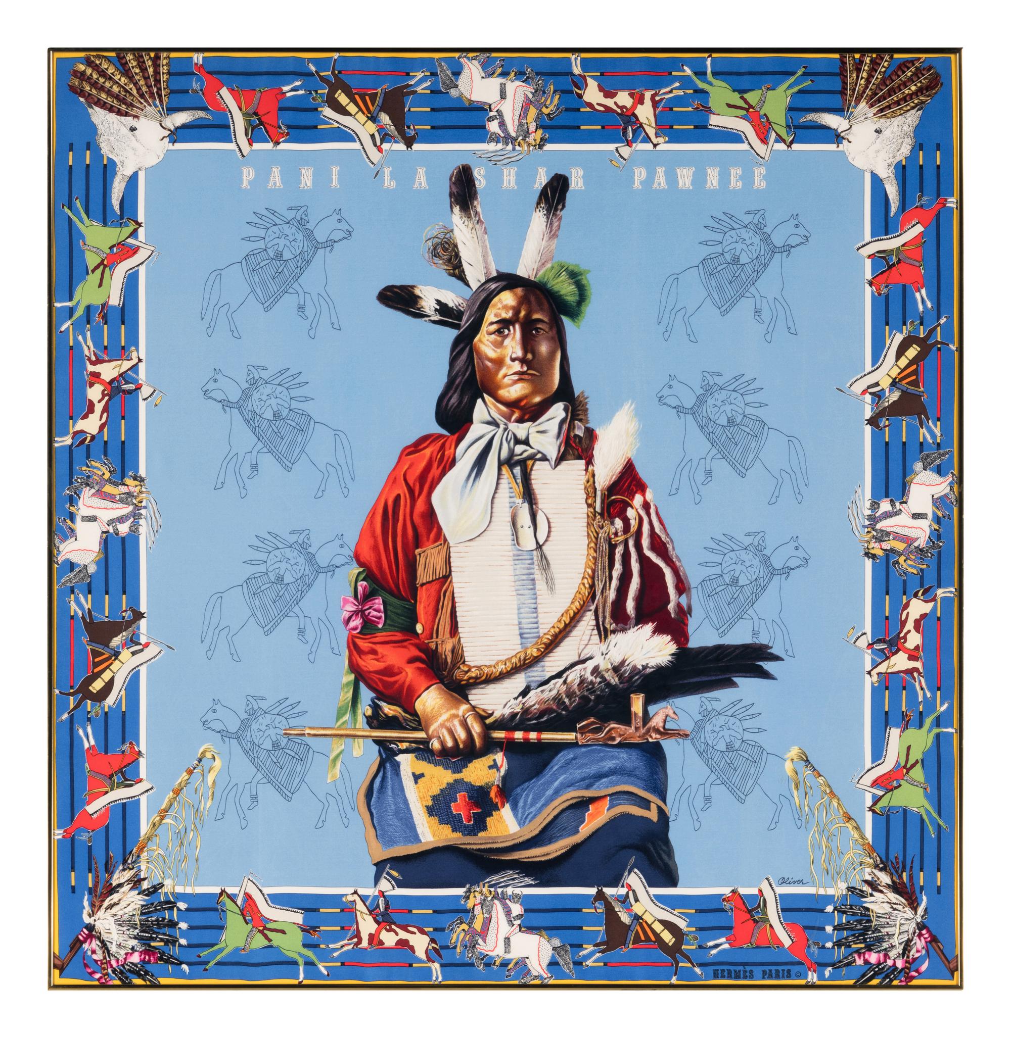 Framed Hermès Scarf by Kermit Oliver