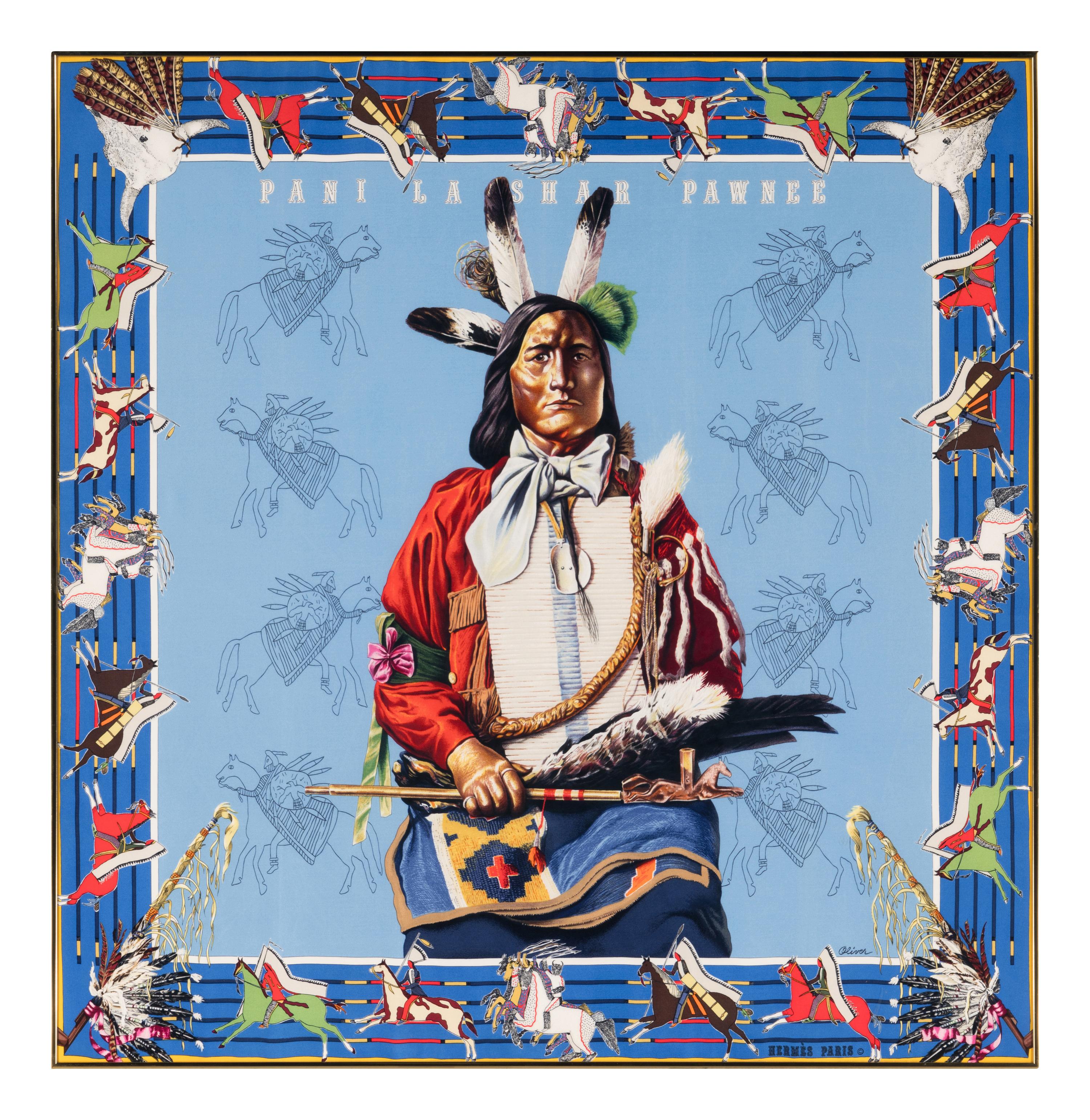 Framed Hermès Scarf by Kermit Oliver