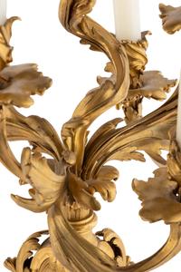 A Pair of Louis XV Style Gilt Bronze Six-Light Candelabra Mounted as Lamps