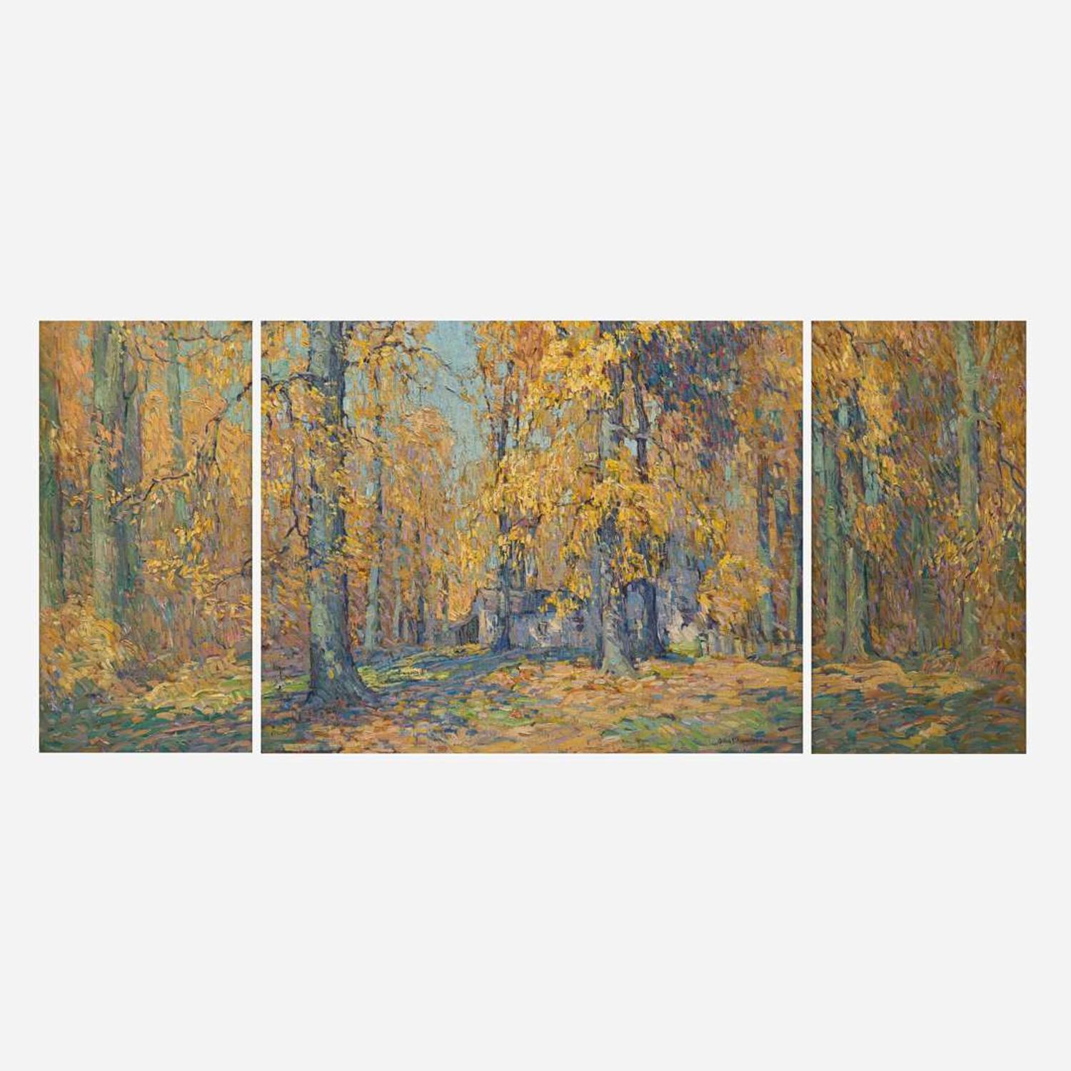 John Fulton Folinsbee (American, 1892–1972) Golden Afternoon (A Triptych)