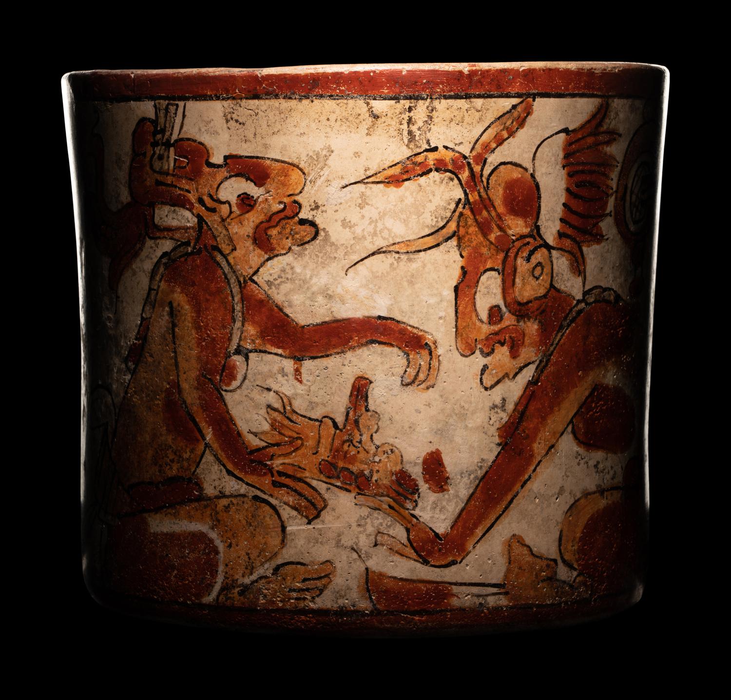 A Maya Polychrome Cylinder Vessel