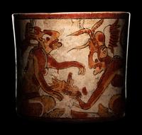 A Maya Polychrome Cylinder Vessel