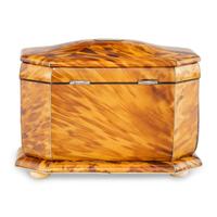 An English Tortoise Shell Veneered Tea Caddy