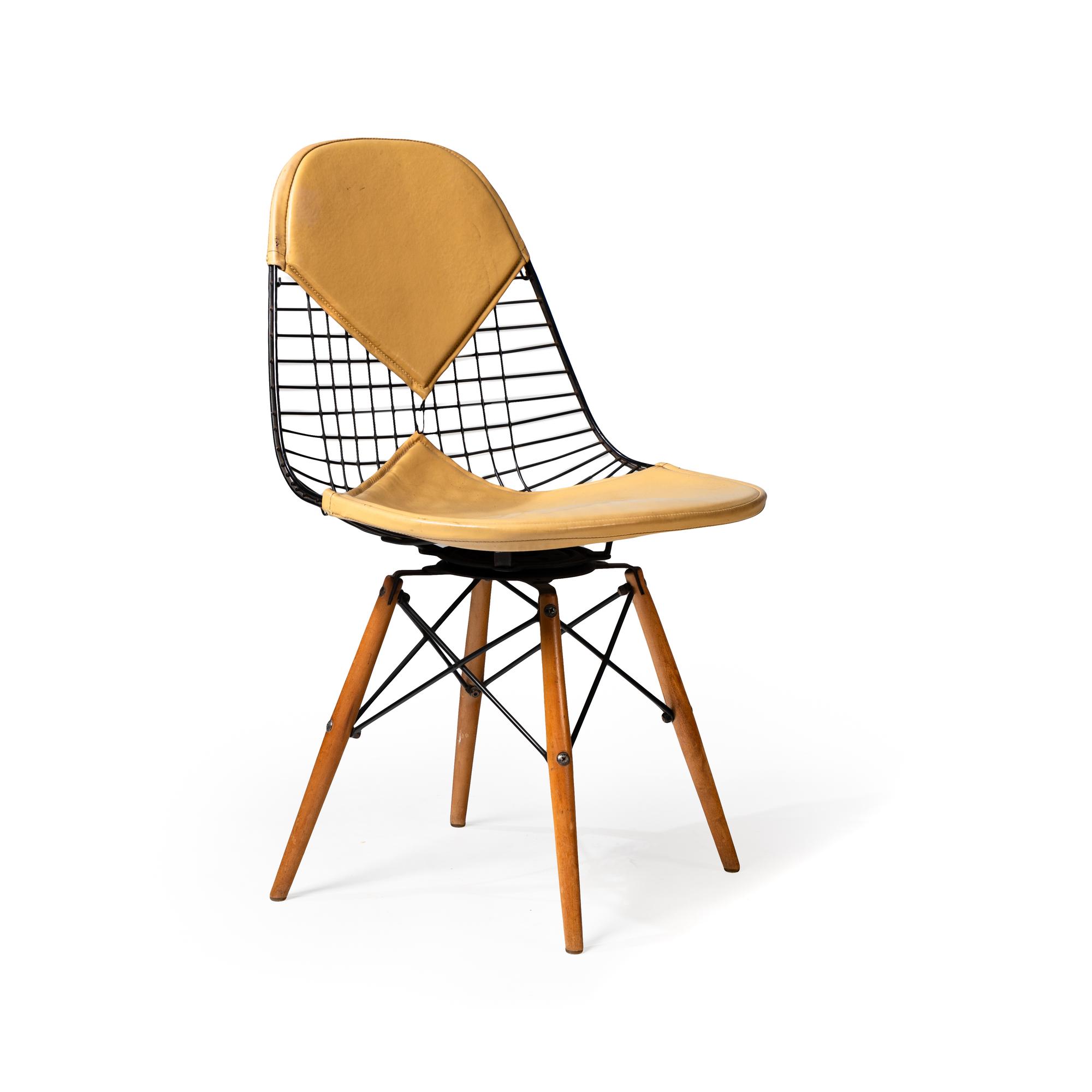 A Vintage Eames PKW Dowel Leg Swivel Bikini Chair for Herman Miller