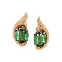 YELLOW GOLD AND GREEN TOURMALINE EARCLIPS