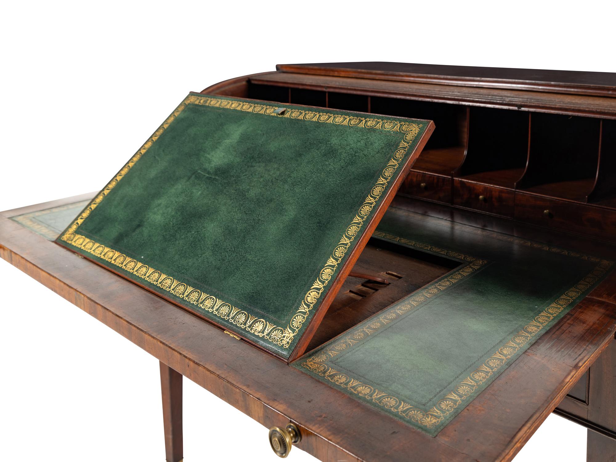 A George III Mahogany Tambour-Top Drafting Desk