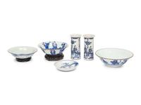 Six Chinese Blue and White Porcelain Wares