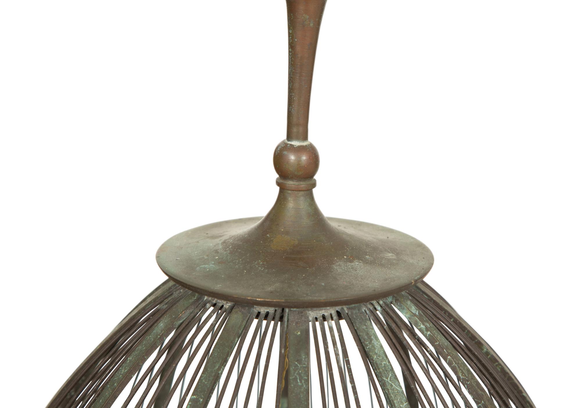 A Pair of Bronze "Montgolfière" Bird Cage Lanterns