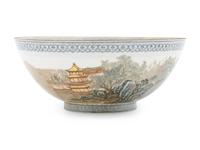 A Famille Rose ‘Landscape’ Egg-Shell Porcelain Bowl