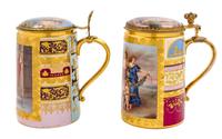 A Pair of Vienna Porcelain Tankards Height 6 1/2 inches. — 19TH CENTURY