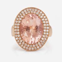 A 14K Rose Gold, Morganite, and Diamond Ring
