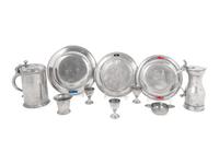 A Group of Assorted Pewter Table Articles