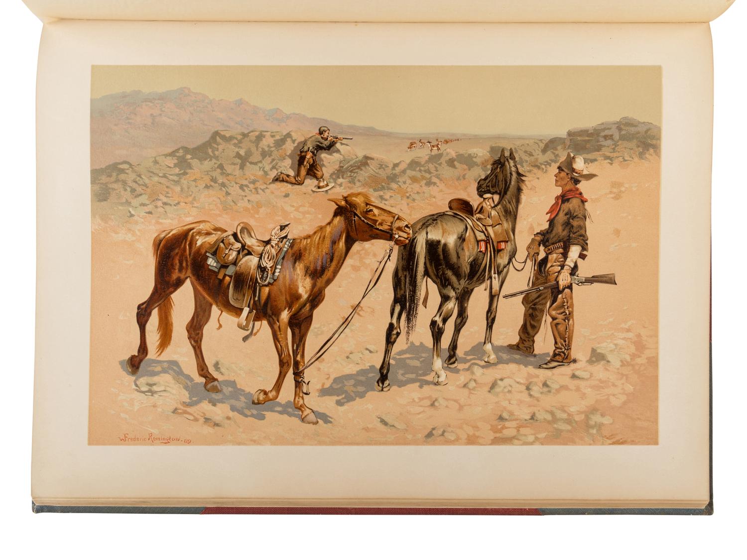 REMINGTON, Frederic (1861-1909), Arthur Burdett FROST (1851-1928) and others, illustrators. -- GOULD, A.C., editor. Sport. Or Fishing and Shooting. Boston: Bradlee Whidden, 1889.