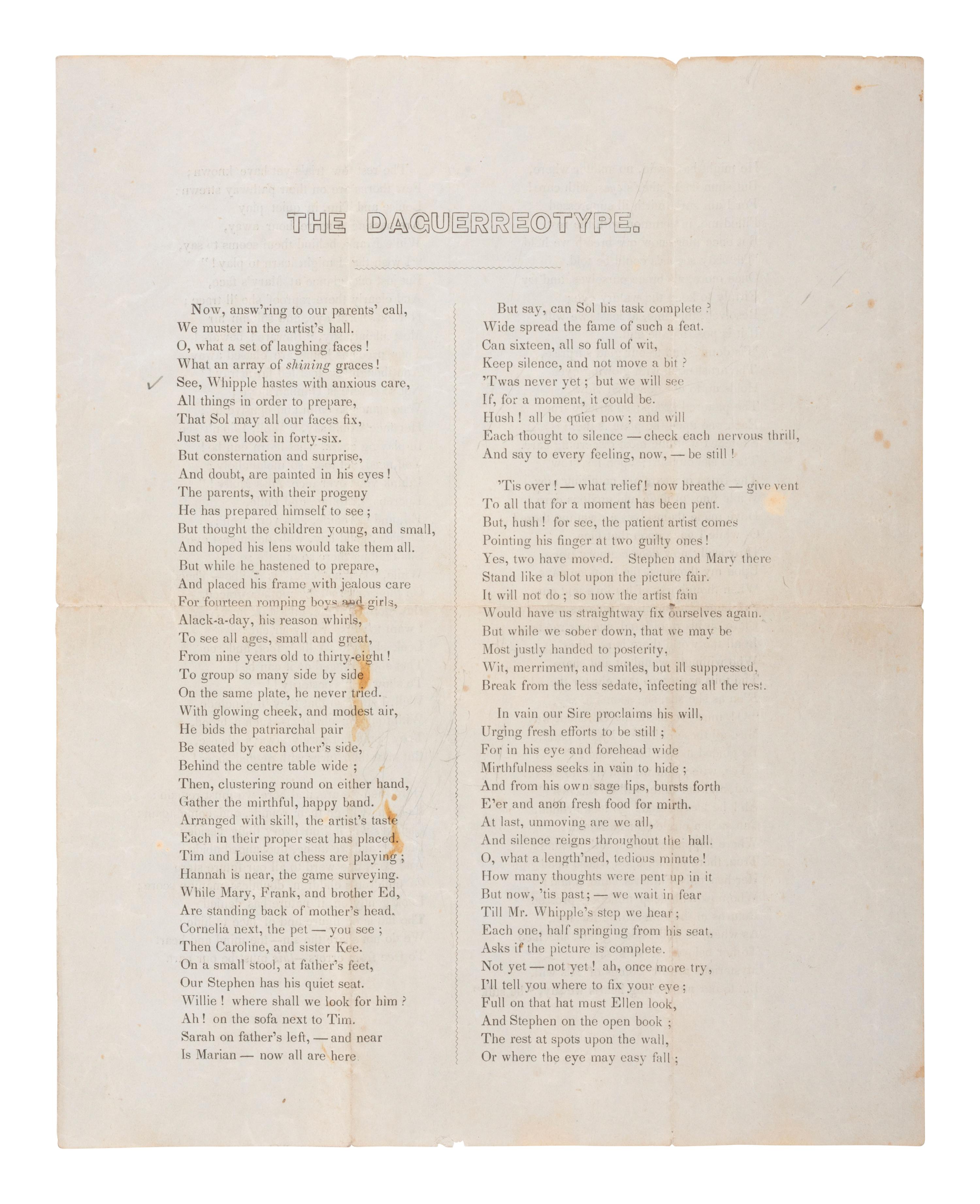 [EARLY PHOTOGRAPHY]. John Adams Whipple (1822-1891) family correspondence, photos, and ephemera.