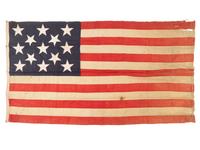 [FLAGS]. 13-star American Naval Ensign stamped "US Ensign No. 6, Navy Yard, New York." 1902.