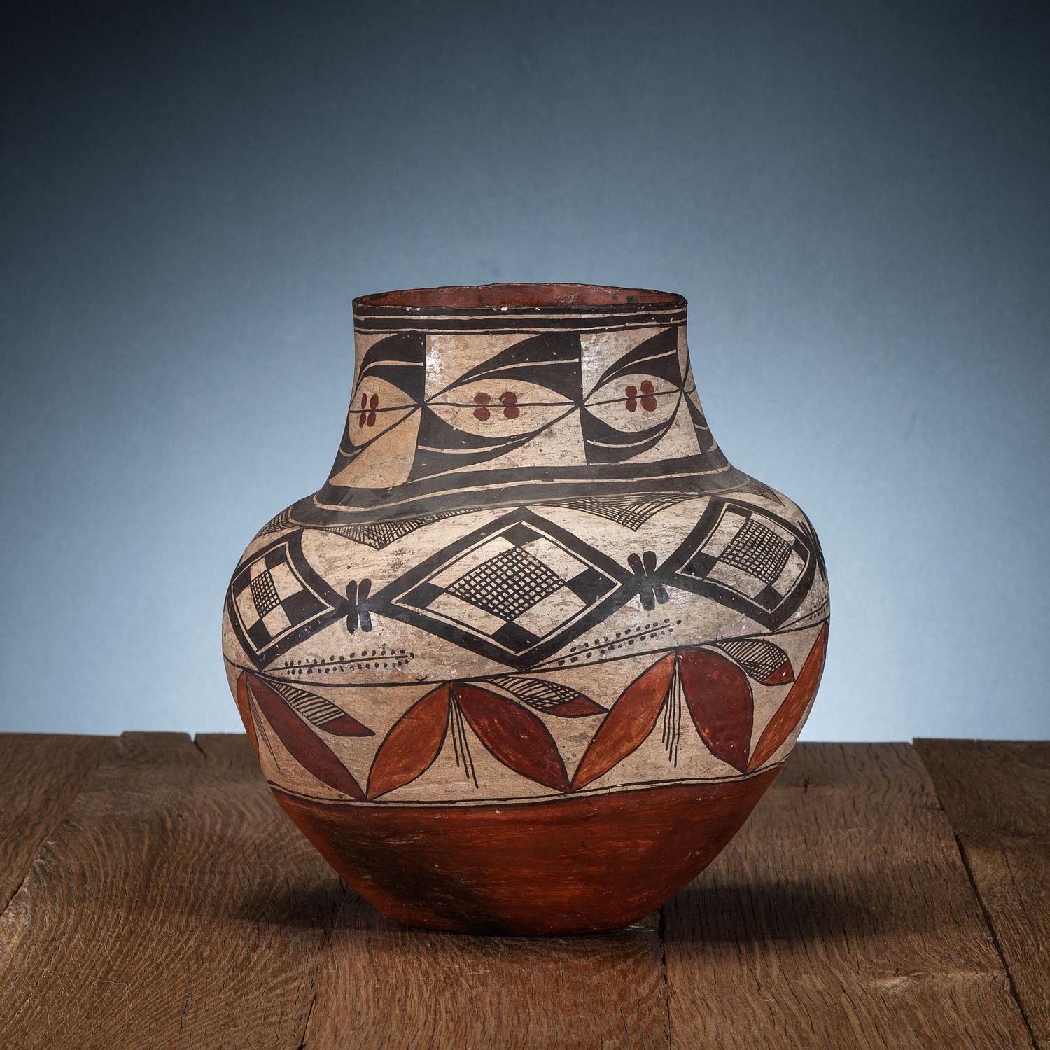 Acoma Four-Color Polychrome Pottery Jar
