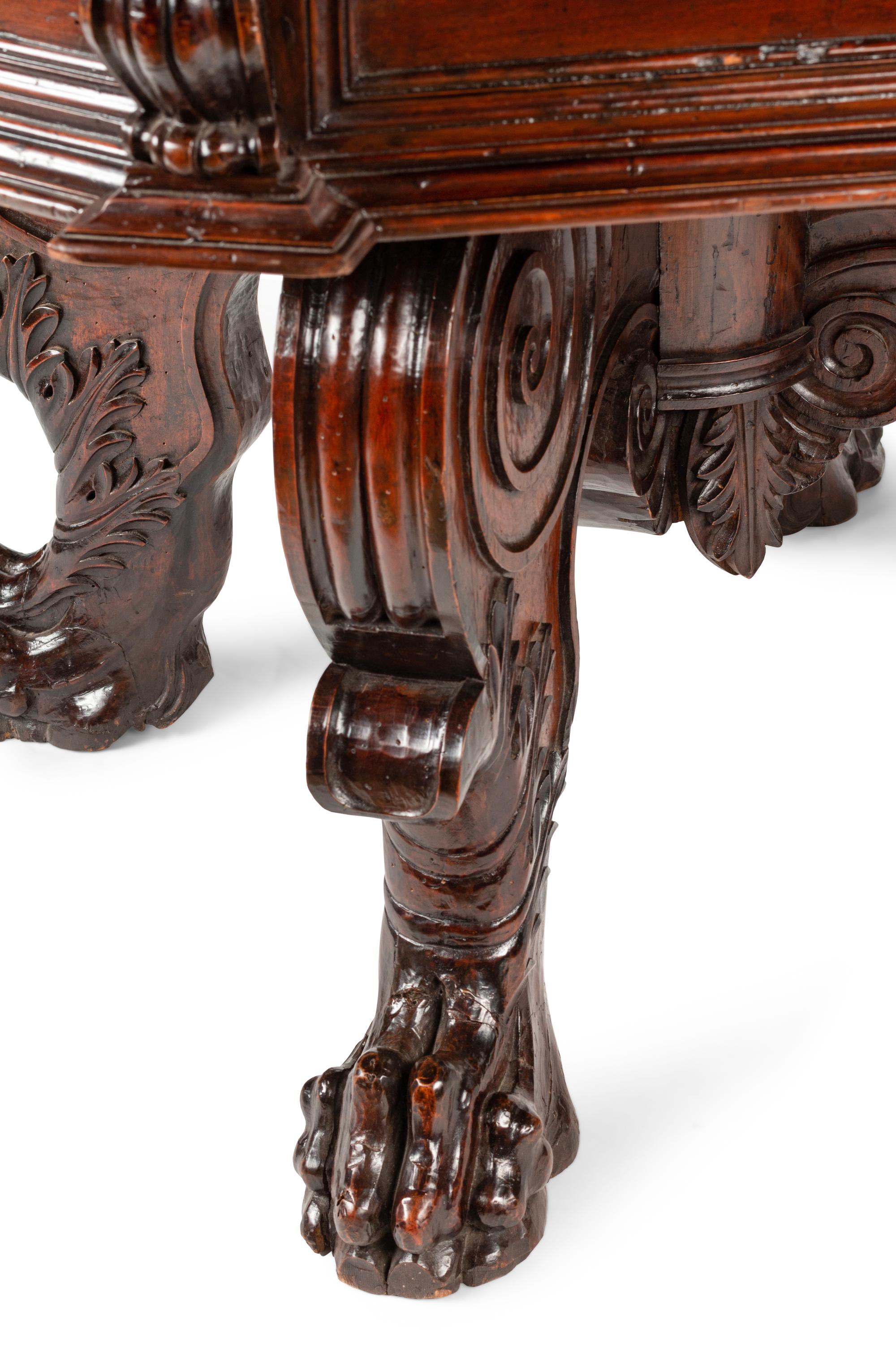 An Italian Baroque Carved Walnut Center Table