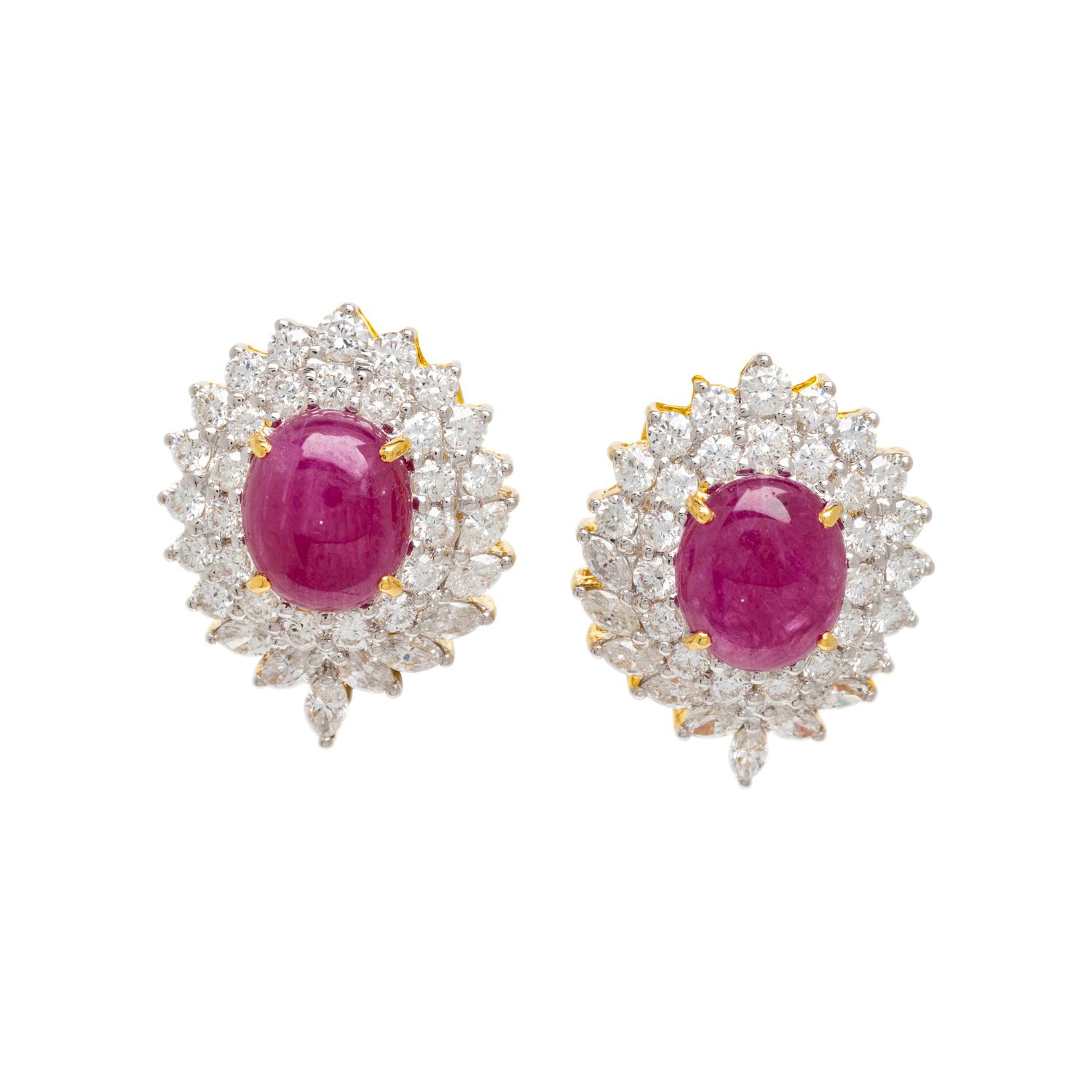 RUBY, DIAMOND, AND YELLOW GOLD EARRINGS