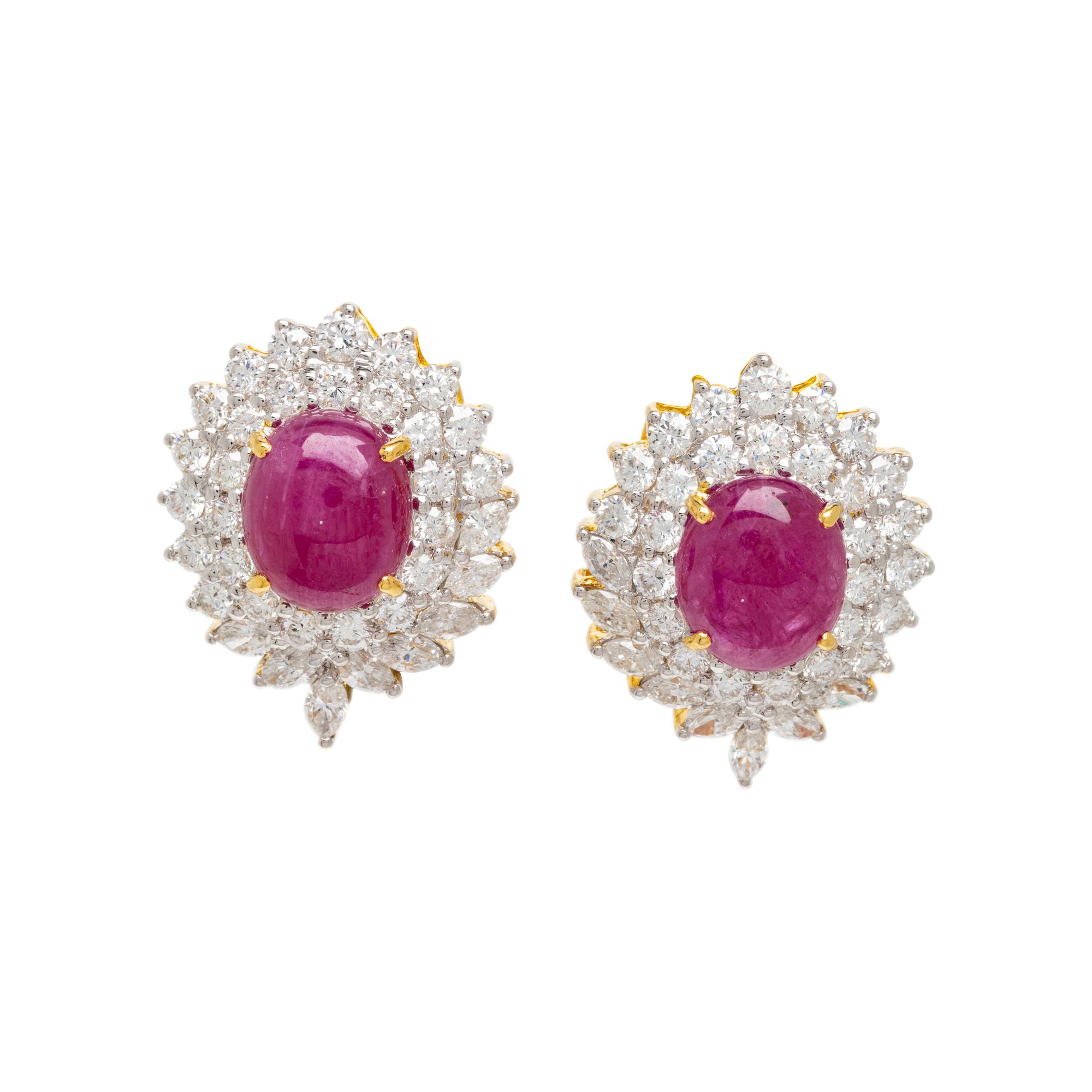 RUBY, DIAMOND, AND YELLOW GOLD EARRINGS