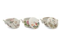 Three Chinese Famille Rose Porcelain Teapots