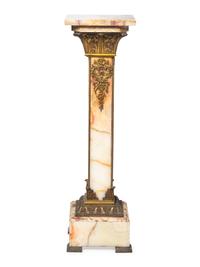 A Neoclassical Gilt Bronze Mounted Onyx Pedestal