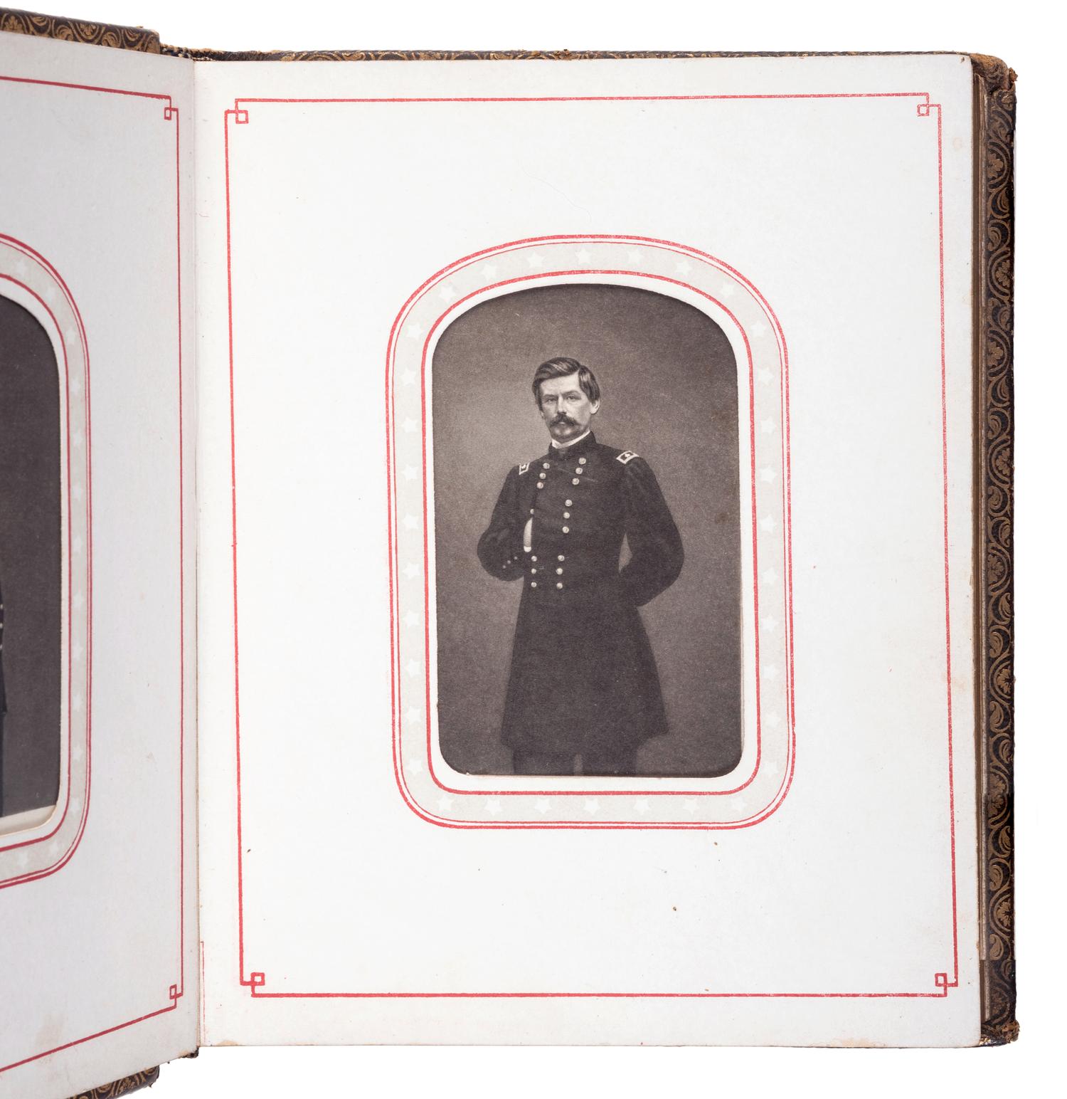 Patriotic album containing 24 engraved CDVs of Union generals. New York: Leavitt & Allen, 1862.