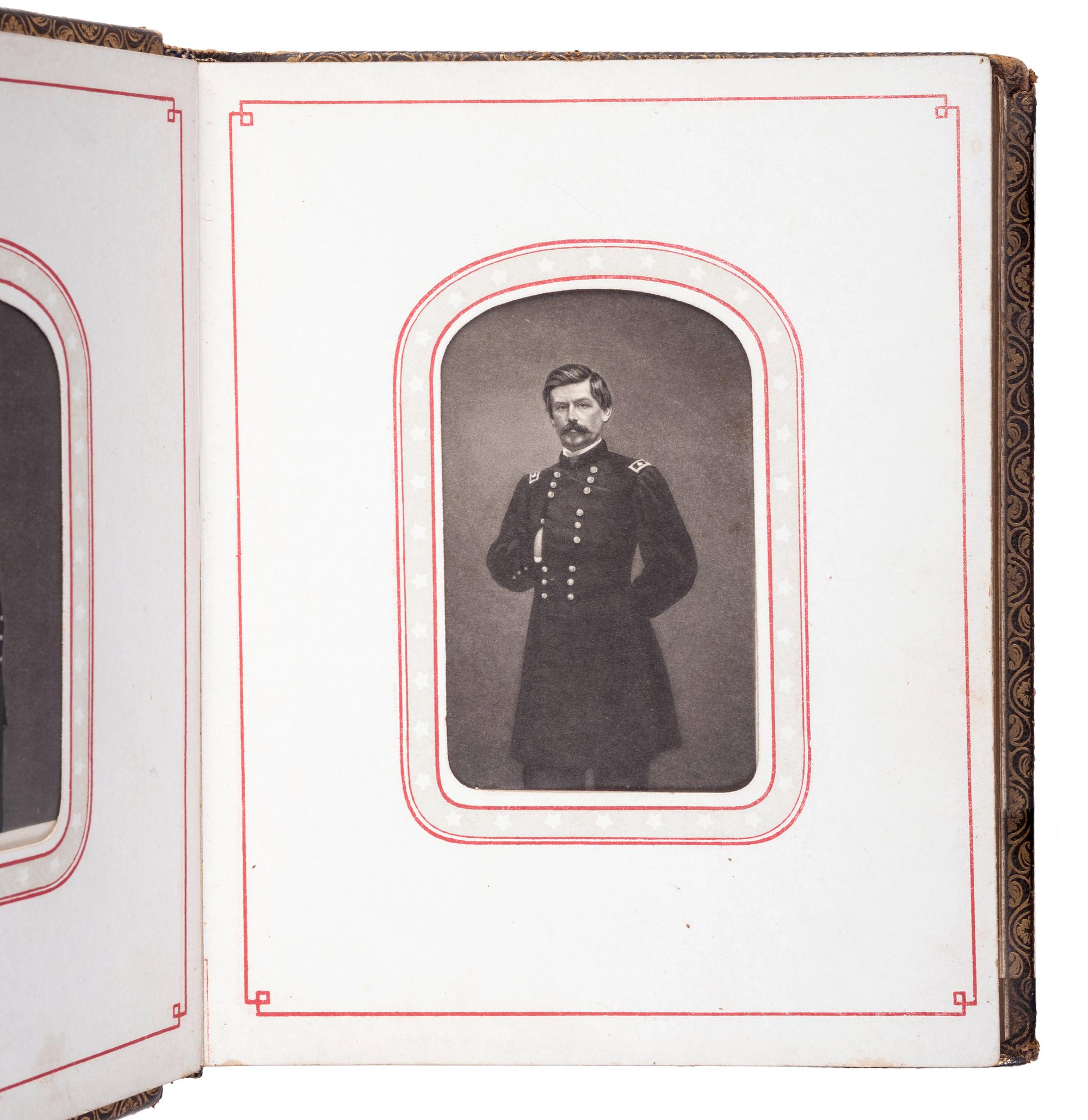 Patriotic album containing 24 engraved CDVs of Union generals. New York: Leavitt & Allen, 1862.
