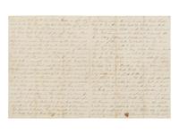 [LINCOLN ASSASSINATION]. A piece of Abraham Lincoln's shirt worn on the night of his assassination at Ford's Theatre, 14 April 1865; with an autograph letter from War Department employee Mose Sandford with a detailed description of the assassination and its aftermath, 17 April 1865.