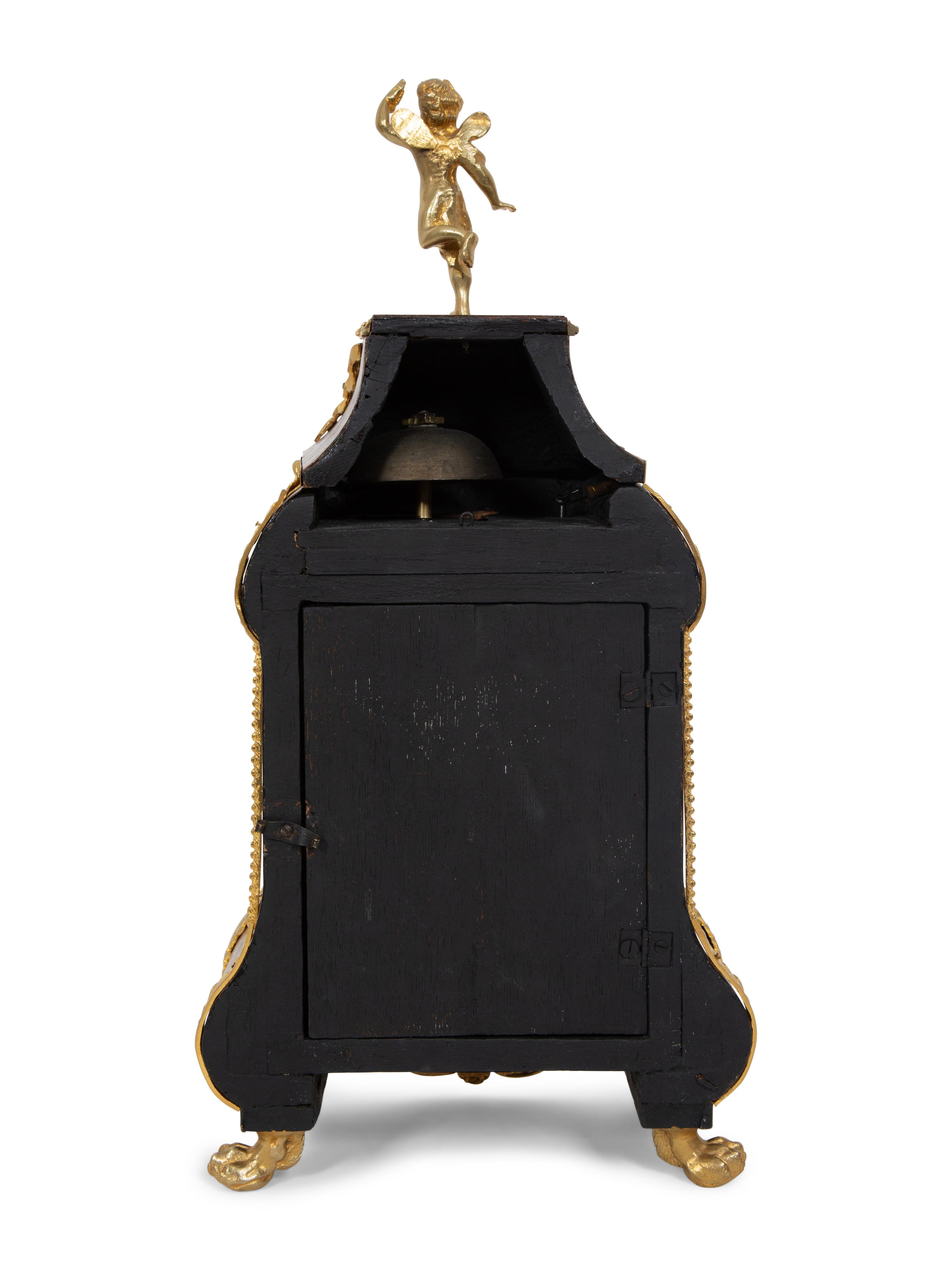A Louis XV Gilt Bronze Mounted Walnut Bracket Clock