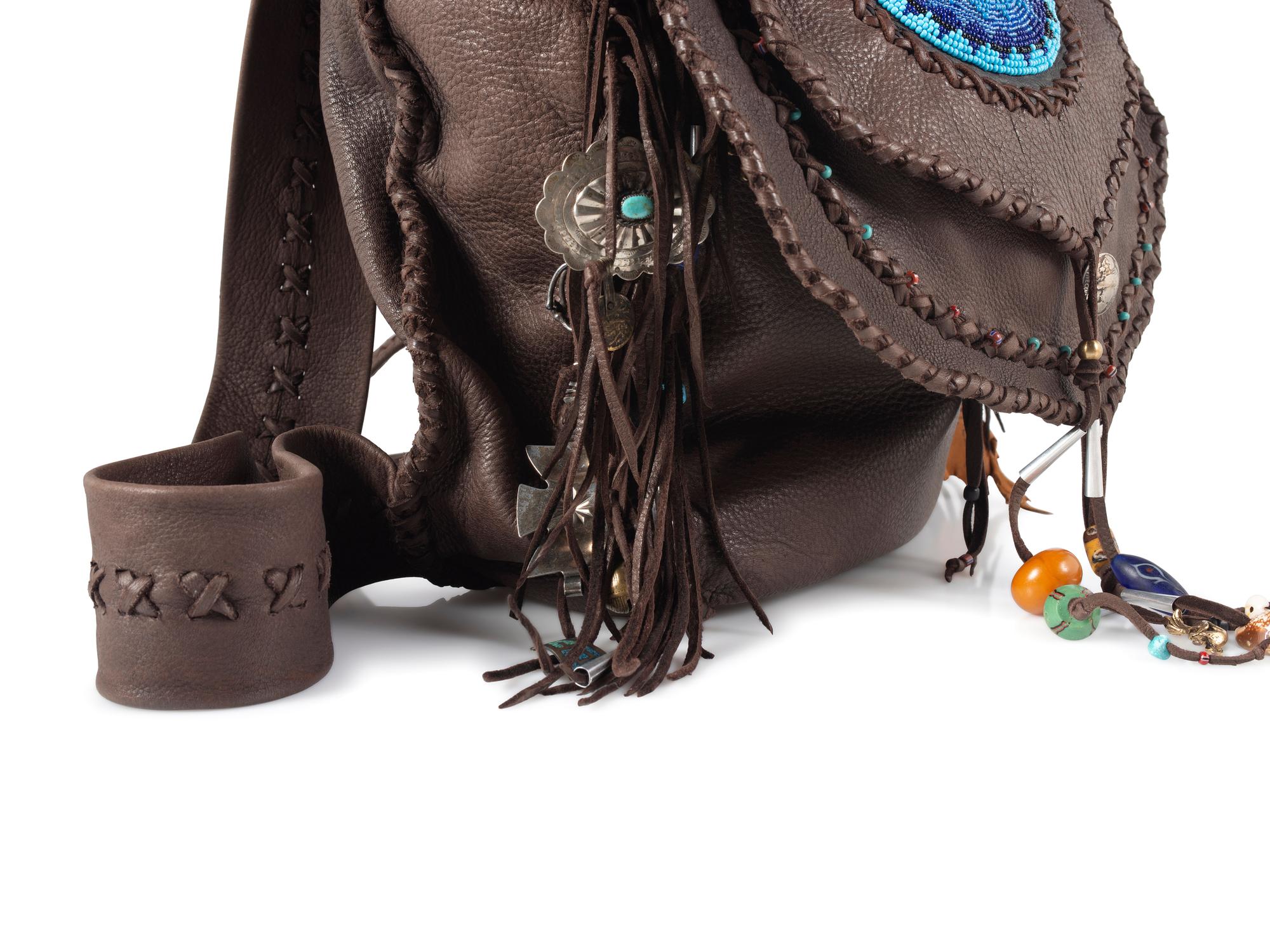 Southwestern-Style Brown Leather Satchel Backpack