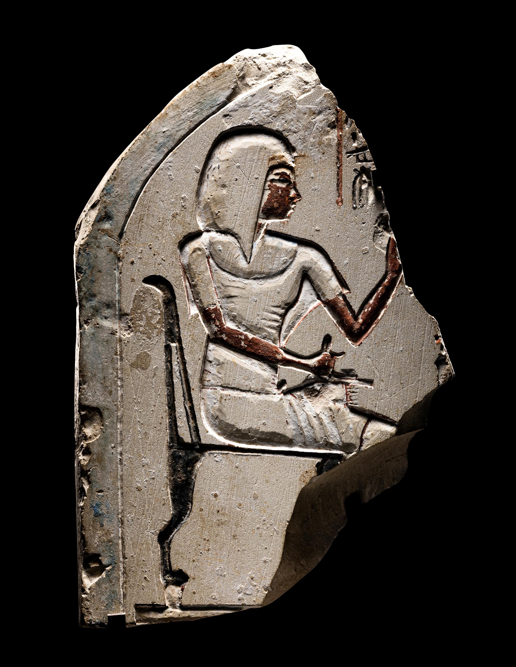 An Egyptian Painted Limestone Stele of Simut, Second Prophet of Amun