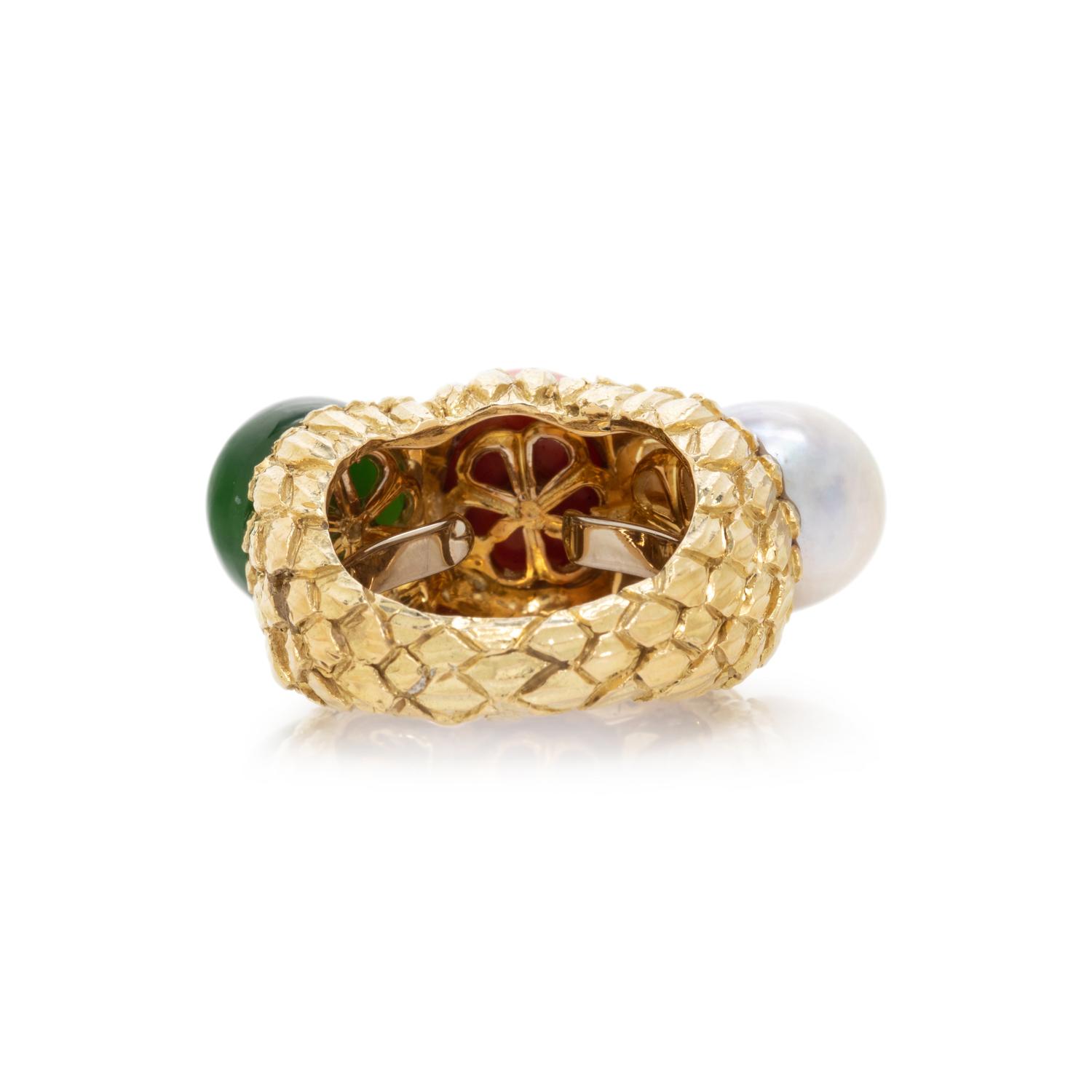 DAVID WEBB, YELLOW GOLD AND MULTIGEM RING